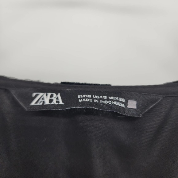 Zara Women's Black Velvet Polka Dot Dress Blogger Favorite Size Small - Picture 2 of 6